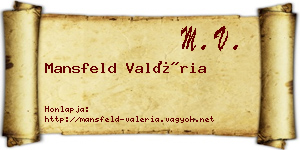 Mansfeld Valéria névjegykártya